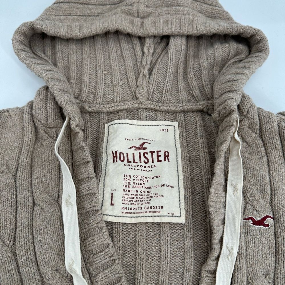 Hollister Womens Chunky Y2K Knit Hooded Sweater Size Large Bella Swan Slim Fit - Picture 7 of 7